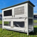 2 Tier Large Rabbit Hutch – Grey Design – 2 Removable Dirt Trays - Image 3