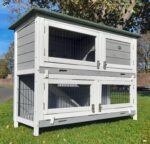 2 Tier Large Rabbit Hutch – Grey Design – 2 Removable Dirt Trays