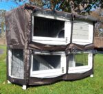 2 Tier Large Rabbit Hutch – Grey Design – 2 Removable Dirt Trays - Image 9