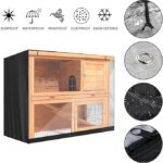 Double Decker Rabbit Cage Cover SUNSURE Outdoor Rabbit Hutch Cover Heavy Duty Waterproof Dustproof Bunny Cage Cover 48" L x 20" W x 41" H, Black - Image 2