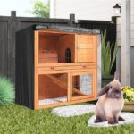 Double Decker Rabbit Cage Cover SUNSURE Outdoor Rabbit Hutch Cover Heavy Duty Waterproof Dustproof Bunny Cage Cover 48" L x 20" W x 41" H, Black - Image 5
