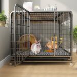 Rabbit Hutch on Wheels Indoor, with Deep Pull-Out Trays And Mobile Pulley