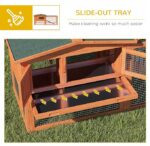 PawHut Rabbit Hutch with Run Wooden Outdoor Bunny Cage Hide House with Sliding Tray, Hay Rack, Ramp, 156 x 58 x 68cm, Orange - Image 4