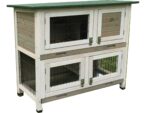 2 Tier Rabbit Hutch – Grey Design – 2 Removable Dirt Trays