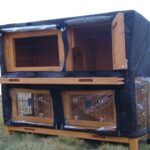 Rabbit Hutch Rain Sun Winter COVER for LARGE XL 2 Tier Grey + Natural hutches