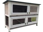 2 Tier Large Rabbit Hutch – Grey Design – 2 Removable Dirt Trays - Image 6
