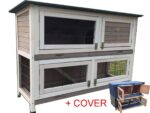 2 Tier Large Rabbit Hutch – Grey Design – 2 Removable Dirt Trays - Image 8